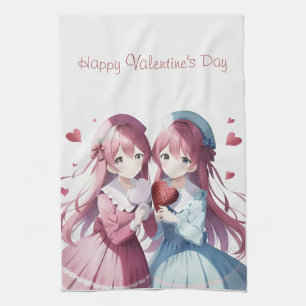 Anime herts Valentine's Day Kitchtuch Geschirrtuch