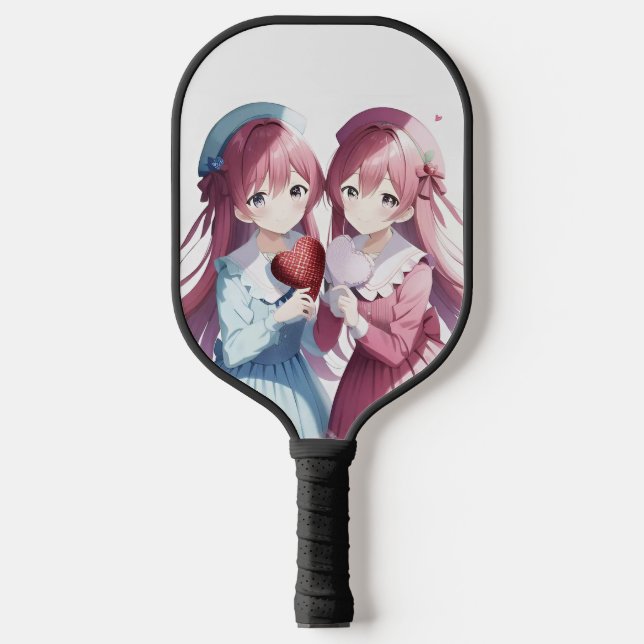 Anime herts Valentine's Day Pickleball Schläger (Vorderseite)