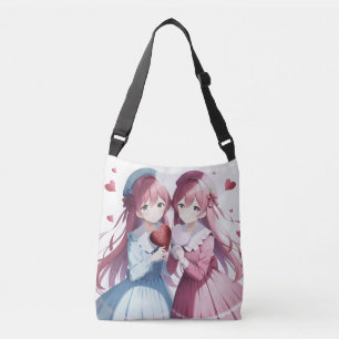 Anime herts Valentine's Day Tragetaschen Mit Langen Trägern