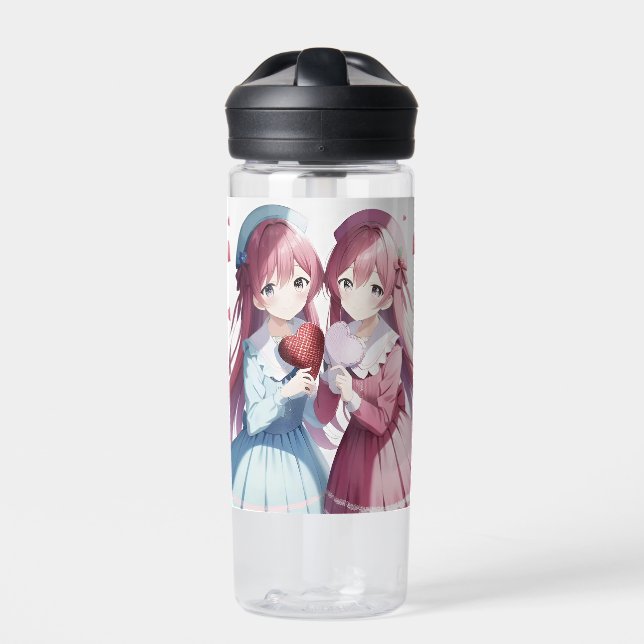 Anime herts Valentine's Day Trinkflasche (Vorderseite)