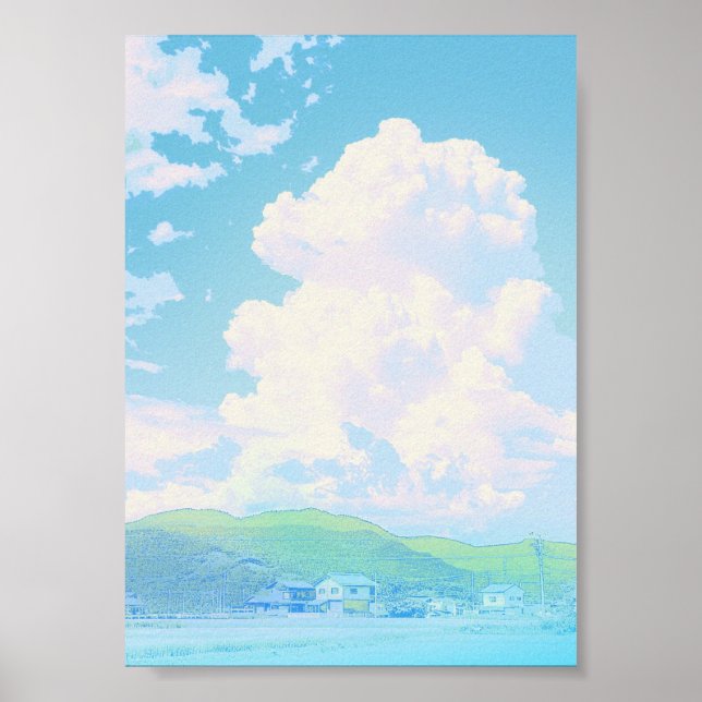 Anime-Himmel-Landschaftsposter Poster (Vorne)