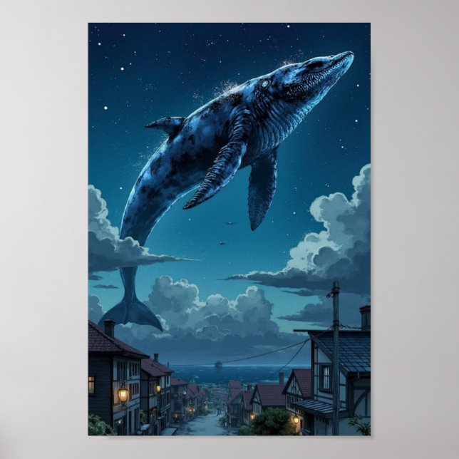 Anime-Himmelswal-Fantasie-Wandkunst Poster (Vorne)
