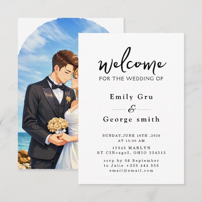 Anime-Hochzeitseinladung Save The Date (Vorne/Hinten)