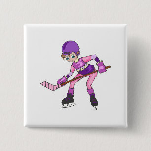 Anime-Hockey-Mädchen Button
