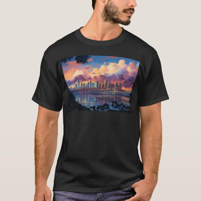 Anime Honolulu A Vibrant Anime Inspired Skyline gi T-Shirt (Vorderseite)