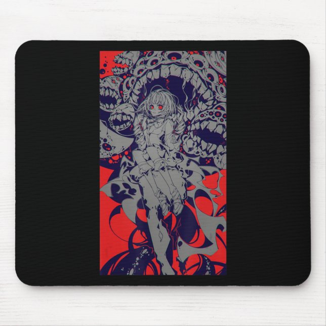Anime Horror Aesthetic Scary Creepy Girl Japanese Mousepad (Vorne)