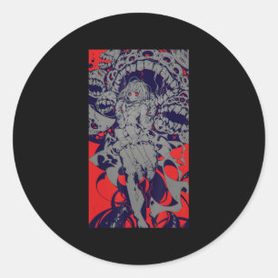 Anime Horror Aesthetic Scary Creepy Girl Japanese Runder Aufkleber