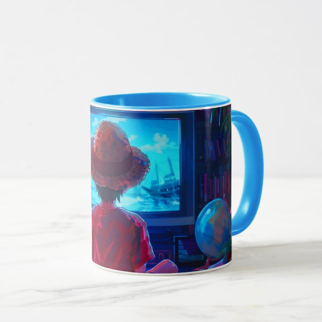 Anime-Illustration für eine Tasse eines Fernsehers (VorderseiteRechts)