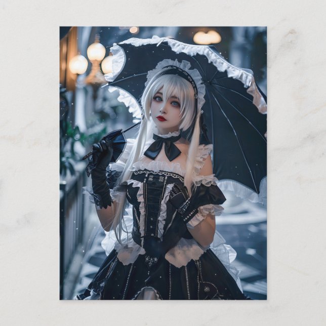 Anime-Inspiriert Gothic Kawaii Maid Postkarte (Vorderseite)