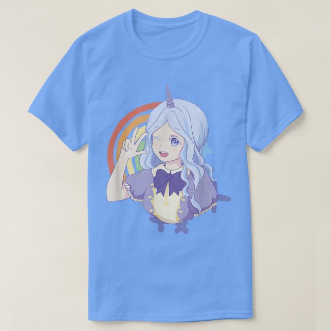 Anime Japan Girl Fabulous Beauty Unicorn T-Shirt (Design vorne)