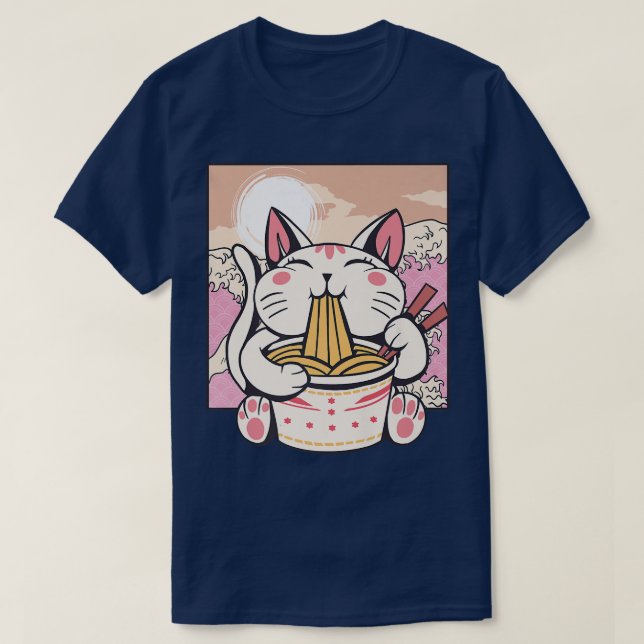 Anime Japanese Ramen Cat Kawaii Niedliche koreanis T-Shirt (Design vorne)