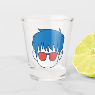 Anime-Junge, blauer Cartoon Schnapsglas