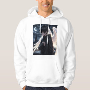 Anime-Junge mit Engelsflügel-Grafik-Hoodie Hoodie