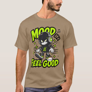 Anime-Junge mit Kopfhörern, der sich wohl fühlt - T-Shirt