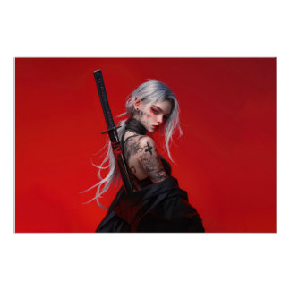 Anime-Katana-Krieger-Glossy-Poster Poster