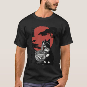 Anime-Katze, die Ramen isst, japanische Ästhetik K T-Shirt