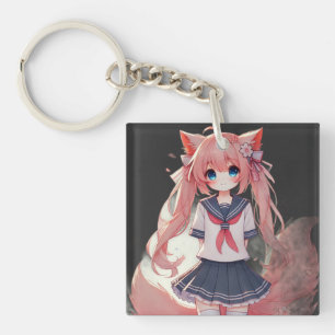 Anime-Katze-Mädchen Schlüsselanhänger