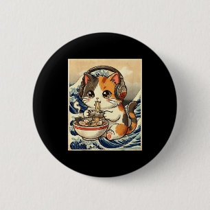 Anime-Katze-Ramen-Gamer-Japanische-Kunst-Retro-Vin Button
