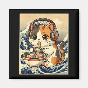Anime-Katze-Ramen-Gamer-Japanische-Kunst-Retro-Vin Magnet