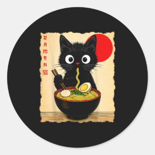 Anime-Katze-Ramen Japanische Lustige Katze Grafisc Runder Aufkleber