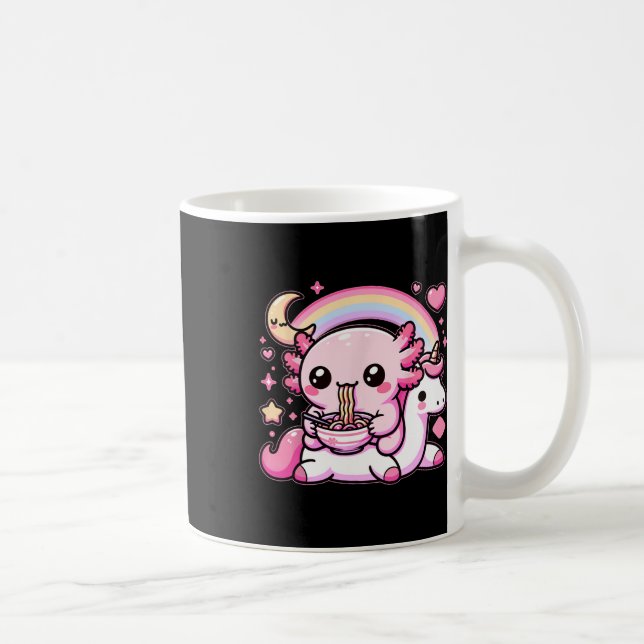 Anime Kawaii Axolotl Eating Ramen Noodles Kids T-S Kaffeetasse (Rechts)