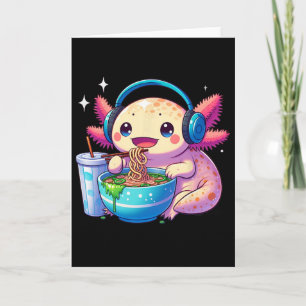 Anime Kawaii Axolotl Eating Ramen Noodles Kids T-S Karte