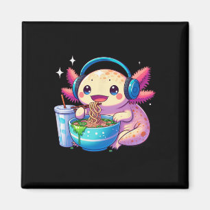 Anime Kawaii Axolotl Eating Ramen Noodles Kids T-S Magnet
