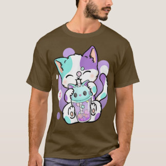 Anime Kawaii Cat Boba Bubble Tea Neko Boba Teezere T-Shirt