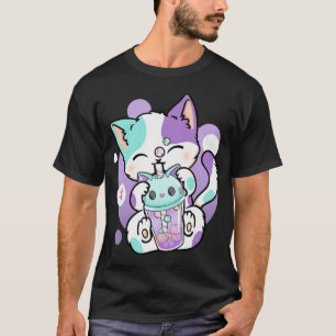 Anime Kawaii Cat Boba Bubble Tea Neko Boba Teezere T-Shirt
