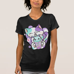Anime Kawaii Cat Boba Bubble Tea Neko Boba Teezere T-Shirt