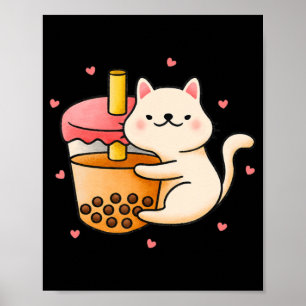 Anime Kawaii Cat Boba Bubble Tee Anime Merch Gesch Poster