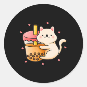 Anime Kawaii Cat Boba Bubble Tee Anime Merch Gesch Runder Aufkleber