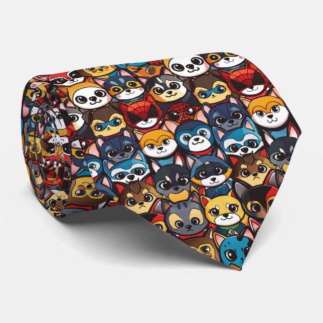 Anime Kawaii Chibi Niedlich Superhero Cats Krawatte (Gerollt)