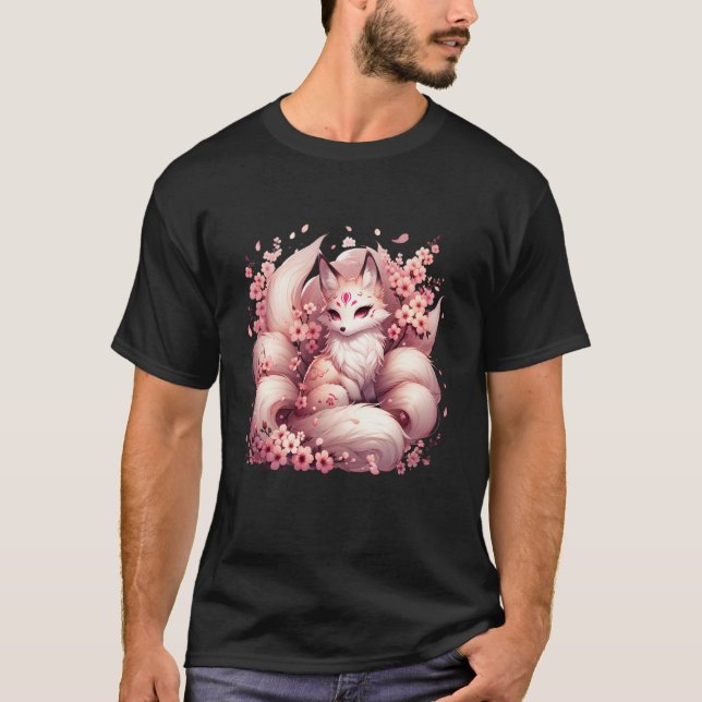 Anime Kawaii Kitsune Fox Japanese Nine Tailed Magi T-Shirt (Vorderseite)