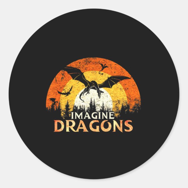 Anime Kawaii Mythische Fantasy Dragons Imagine Vin Runder Aufkleber (Vorderseite)