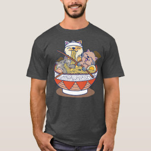 Anime kawaii ramen cat mit japanischer Regennadel T-Shirt