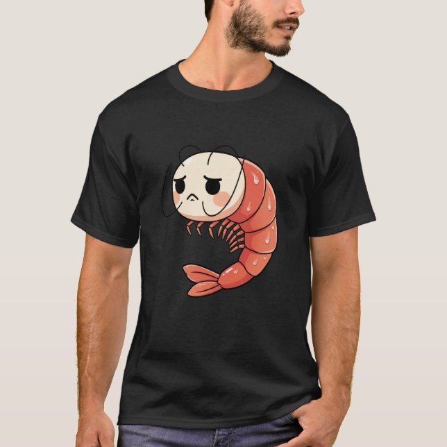Anime Kawaii Shrimp Chibi, Cute Grumpy Shrimp Mang T-Shirt (Vorderseite)