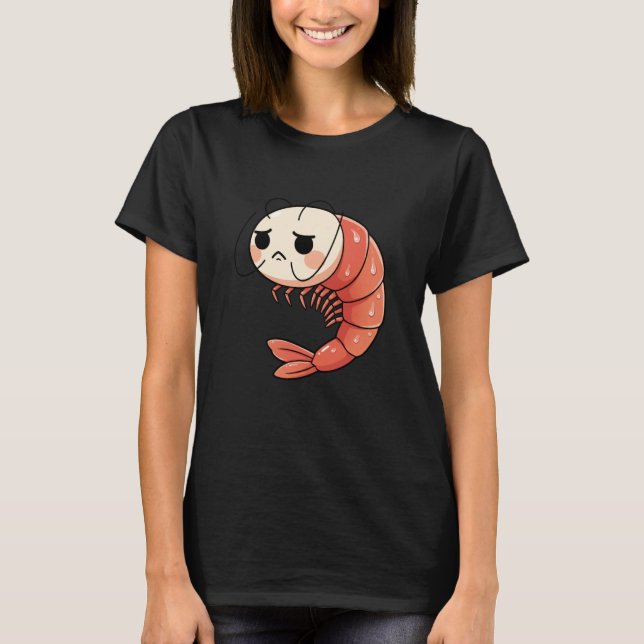 Anime Kawaii Shrimp Chibi, Cute Grumpy Shrimp Mang T-Shirt (Vorderseite)