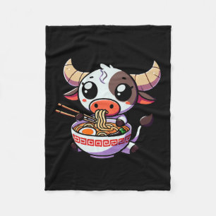 Anime Kawaii Texas Kuh Eating Ramen Clothing Noodl Fleecedecke