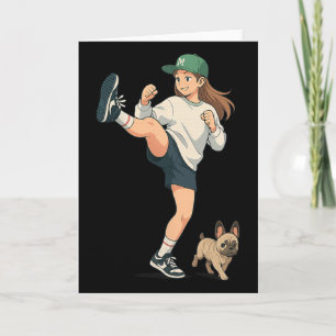 Anime Kickboxer geht French Bulldog Streetwear  Karte