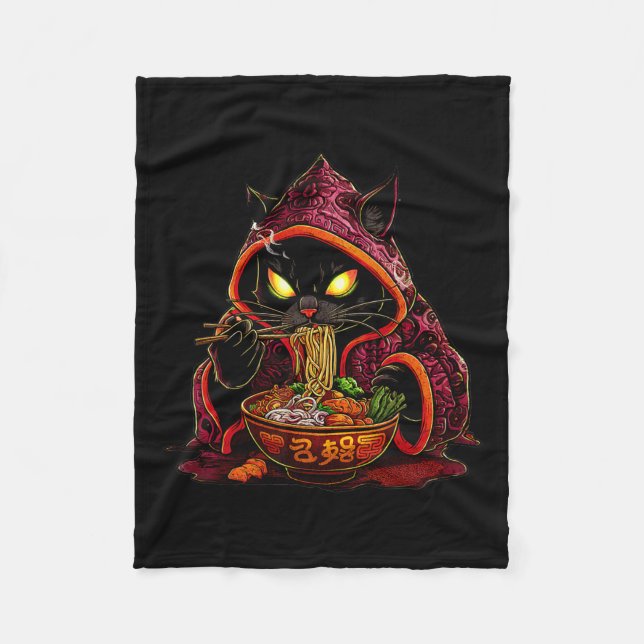 Anime Kids Cat Ramen Japanisch Kids Kawaii Cat Ram Fleecedecke (Vorderseite)