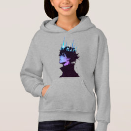 Anime King Gothic Male Portrait with Blue Crown Hoodie