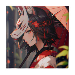Anime Kitsune Girl Niedlich Fox Fantasy Art Fliese