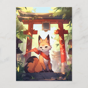 Anime Kitsune Niedlich Fox Fantasy Art Postkarte