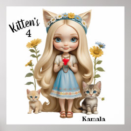 Anime Kittens Cats 4 Kamala Süßes Kinder Custom Poster