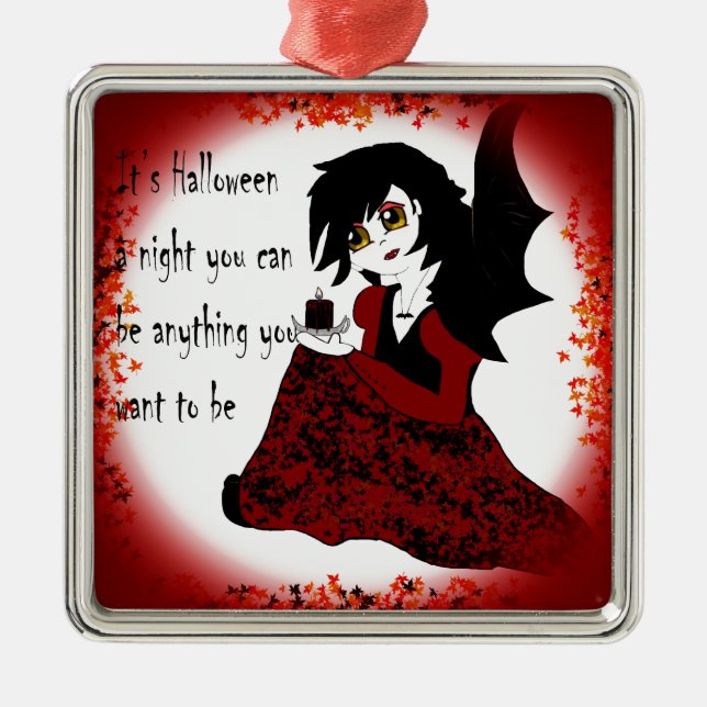 Anime-kleines Mädchen-Vampir Silbernes Ornament (Vorne)
