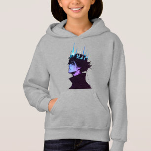 Anime-König gothisches männliches Porträt mit blau Hoodie