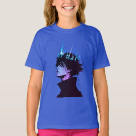 Anime-König gothisches männliches Porträt mit blau T-Shirt