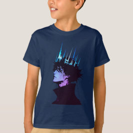 Anime-König gothisches männliches Porträt mit blau T-Shirt