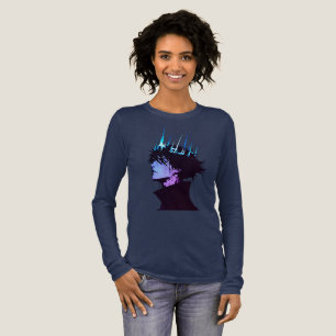 Anime-König gothisches männliches Porträt mit blau Tri-Blend Shirt